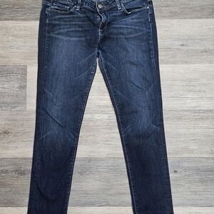 Blue Skinny Jeans with Subtle Fading and Whiskering